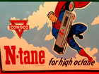 16 X 11 In Conoco Gas Superman High Octane  Sign Heavy Metal Porcelain   1003