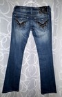 Miss Me Bootcut Jeans Blue Medium Wash Studded Embroidered Stretch Denim Women