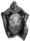 Authentic Mexican Handmade Poncho Gaban With Hood  Skull   Bull Skull