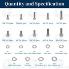 292pcs Metric Screws Assortment Kit   Hex Head Cap  Bolts Nuts Washers M6 M8 M10