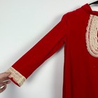Vintage 1950s Handmade Red White Velveteen Bib Lace Girls Toddler Dress
