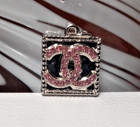 Designer  Silver Square Zipper Pull pendant With Pink Rhine Stones