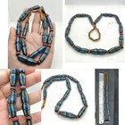 Antique Blue Glass Beads Strand Yellow Eye Red Spacer Trade Beads Necklace