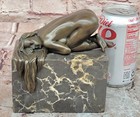 Bronze Nude Woman Sleeping Statue Marble Base Hot Cast Artistic Figurine Decor