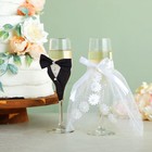 Bride And Groom Champagne Flutes  Wedding Dress Tuxedo Toasting Glasses Gift Set