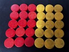 Vintage Bakelite Catalin  Backgammon Chips Butterscotch And Red 30 Pc 