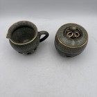 Vintage Somayaki Double Walled Green Creamer   Sugar Bowl W  Lid Japan
