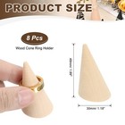 Wood Cone Ring Holder  8 Pcs Finger Jewelry Display Stand  Wood Color  48x30mm 