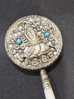 Vintage Chinese Silver Plated Hand Mirror With Silver Base Beautiful Handle 7 l