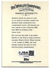 Mario Andretti Jsa Auth Signed 2007 Allen   Ginter Card Autograph