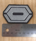 Mandalorian Center Chest Armor Stylized Patch Silver   Navy Blue 3x2 Inch