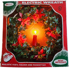 Vtg 1960s 70s Christmas Electric Wreath Lighted Holly Poinsettia Candle In Box