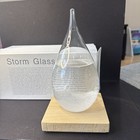 Storm Glass Weather Station Predictor  Barometer Medium  White  Natural Wood 