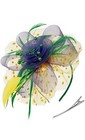 Colorful Feather Mesh Fascinator Hat Clip Wedding Tea Mardi Gras Spring Party
