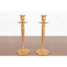 Tiffany Studios New York Bronze Dor   Candlesticks  Pair