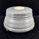Wind-up Metal Powder Puff Music Box Round Trinket With Feet Vintage