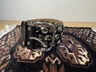 Vintage Studded Chrome Silver Black Leather Wide Hip Belt In Transit Nyc Xs Or S