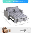 3 In 1 Convertible Sleeper Sofa Bed  Futon Couches For Living Room With Side Poc