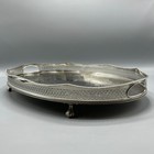 Vintage Silver Plate Footed Serving Cocktail Tray Drinks Handles English Antique