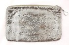 Silver Lame Metal Mesh Clutch Bag Vintage Item With Zip Close 8 X 5