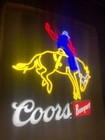 New Coors Banquet Rodeo Motion Arm Riding Cowboy Measures 23   x 20    Cowboy      