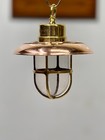 Pair Of 2 Brass Pendant Light With Copper Shade - Perfect For Vintage Decor Room