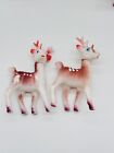 Vintage Soft Plastic Christmas Deer Figurine Decorations Lot Of 6 Hong Kong Mcm
