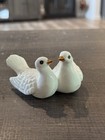 Glossy White Ceramic Dove Figurines With Painted Details