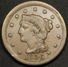 Braided Hair Large Cent 1856 Clip Error Very Fine Plus Free Shipping