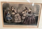 Framed 3 Antique Romantic Victorian Era 1850 s Women s Fashion Prints 