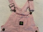John Deere Girls Pink And White  Striped Bib Overalls  100  Cotton Size 3t