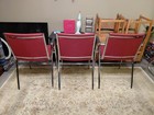 Vtg Steelcase Mid Century Modern Chrome Burgundy Office Accent Side Chairs Set 3