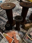 Antique   Industrial Wooden Thread Spools Primitive    Vintage Sewing Lot Estate