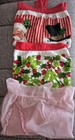 Vintage Lot 3 Christmas Aprons-1 Sheer Swiss Red Dot-2 Terry Cloth Holly  Stripe