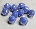 10 Vintage Faceted Domed Cornflower Blue Glass Sewing Buttons   Just Over 3 8 