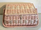 Dritz Sewing Satin Lined Box Basket Woven Wicker Handled 11x8x6 New W  Tag Vtg