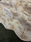 Handmade Crochet Afghan Throw Blanket Neutral Beige   White Cottage Core 68 X 68