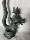 Antique Vintage Brass Bronze Patina Naga Dragon Serpent Asian Candle Holder 12   