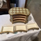Italian Florentine Gilt Wood 3 Drawer Jewelry Box  Hollywood Regency Mcm 