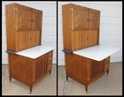 Antique Oak Sellers Hoosier Kitchen Cabinet Cupboard Porcelain Top Tambour Doors