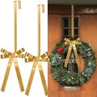 2 Pack Christmas Wreath Hangers For Front Door Christmas Decoration Metal Bow 