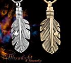 New Feather Heart Urn Cremation Pendant Ashes Holder Memorial Necklace