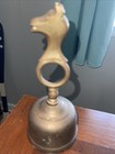 Vtg Rare Brass Bell Horse Dog Head Handle Great Sound Farmhouse