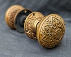 2 Pair Avail Antique Vintage Old Victorian Oval Solid Brass Doorknobs Door Knobs