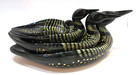 Vintage 1990 s Hand Painted Set Four Hollow Molded Wood Loons Birds 7-14 Inches