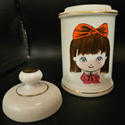 Vtg Les Girls Carla Vanity Dresser Set Porcelain Perfume Bottle Powder   4pc   1