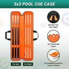 Pool Cue Case 3x3  Pool Stick Case Soft Padded Cue Case Holds 3 Butts And 3