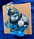 Fenton Blue Elephant With Lavendar Flowers Artist C  Curry Fenton Box Gorgeous
