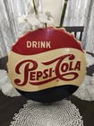 Original 1957 Pepsi Bottle Cap Advertising Tin Sign