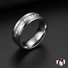 8mm Titanium Mens Princess Cut Cz Brushed Center Wedding Ring Band Size 6-15